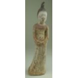 Ancient Chinese tang dynasty circa 618–907 aattendant figurine 270mm
