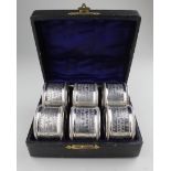 Set of six silver napkin rings, easch hallmarked Birmingham 1907, in its original box