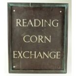 Cast Iron Reading Corn Exchange metal sign, size 51cm x 43cm approx. framed (heavy)