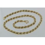 18ct rope chain necklace, 41cm long, weight 19.9g