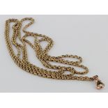 Ladies 9ct gold "Muff" chain. Approx length 146cm, weight 26.5g