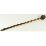 Knobkerrie. An original carved knobkerrie, circa early 20th Century, split to head, length 71cm