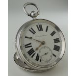 Gents "Improved Patent" silver cased open face pocket watch. Hallmarked Chester 1892 The white
