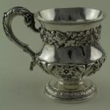 George IV christening mug - very attractive design. Worn marks. Maker - Charles Fox (possibly - this