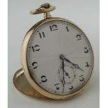 Gents 9ct cased open face pocket watch, marked on the inside "9. 375 X U" Working when catalogued
