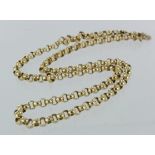 9ct yellow gold belcher link chain necklace with safety chain, 44cm long, weight 24.3g