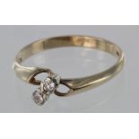 9ct Gold two stone Diamond Ring size M weight 1.6g