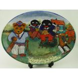 Joan Allen, a scarce hand-painted 14" oval sandwich plated by Northern artist Joan Allen, with her