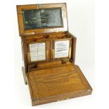 Oak combined stationary box & writing slope, circa 19th Century, key present, height width depth