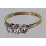 18ct Gold three stone Diamond Ring approx 0.45ct weight size O weight 2.2g