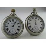 Railway interest. GWR nickel cased pocket watch by Record, the rear of the case engraved "G.W.R 0.
