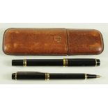 Waterman Man 100 fountain pen & propelling pencil set, contained in a Waterman leather case