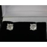 18ct white gold diamond single stone stud earrings, total 1ct, weight 1.6g