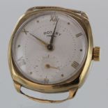 Gents 9ct Gold Rotary cased wristwatch, Roman numerals with subsidiary dial, case diameter 27mm