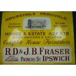 Advertising, Ipswich interest. A large yellow, red and white enamel sign, circa early to mid 20th