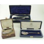 Three silver/silver mounted boxed items, comprising a three piece button hook & shoe horn set, small