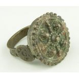 Tudor period circa 1400 A.D. assassins ring with hollow crown shaped bezel 22mm wearable