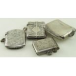 Collection of four Silver hallmarked Vesta cases weight 85g