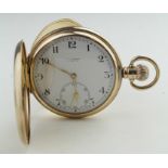 Gents 9ct cased full hunter pocket watch, Hallmarked Birmingham 1926. The white dial signed "R H