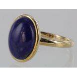 9ct Gold Lapis Lazuli Cabochon style Ring size L weight 3.9g