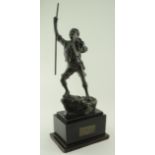 Boy Scout bronze statue - has a bronze plaque on the base which reads "Presented to Robert Wilson