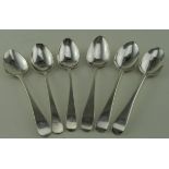 Composite set of six Old English Georgian teaspoons, various hallmarks including one for Exeter