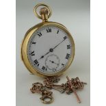 Gents 18ct cased open face repeater pocket watch . Import marks for Glasgow 1924. The white dial