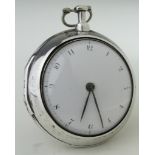 Late 18th Century George III silver pair cased pocket watch, the signed movement by J Higgs of