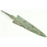 Ancient Greek archaic circa 1600-1000 B.C. bronze spearhead 140 mm