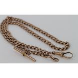 9ct gold hallmarked "T" bar pocket watch chain. Approx length 45cm, weight 22.7g