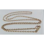 9ct rose gold square belcher link chain necklace with swivel clasp, 78cm long, weight 16.4g