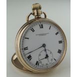 Gents 9ct cased open face pocket watch by "M Harrinson & Son Liverpool", hallmarked Chester 1929.