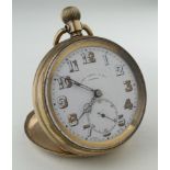 Gents gold plated open face pocket watch, the white dial signed Thos. Russell & Son Liverpool with