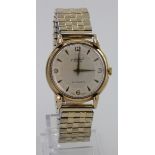 Gents 9ct cased wristwatch by Accurist circa 1954, presentationally inscribed on back, on an