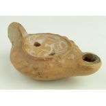 Ancient Roman circa 200 A.D. terracotta oil lamp depicting lion - arnos jumperz ollection -