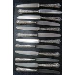 Composite set of twelve silver-handled King's pattern dessert knives hallmarked Sheffield, 1973 (11)