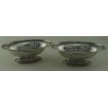 Edwardian silver pair of bon bon dishes, on pedestal base, hallmarked 'C&Q Co Ld, London 1909',