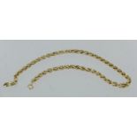 9ct yellow gold spiga link anklet, weight 9.3g