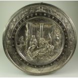 After Leonard Morel-Ladeuil (1820-1888). A large Elkington & Co silver plated charger, decorated