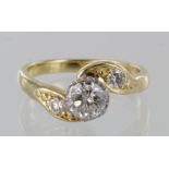 18ct diamond solitaire ring, diamond approx. 0.75ct set in claw mount with wrap around diamond set