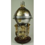 St James House Co, London commemorative clock, circa 1984 depicting a globe with gilt Continents and