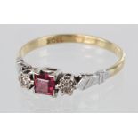 18ct Gold Ruby and Diamond Ring size S weight 3.0g