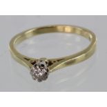 18ct Gold Solitaire Diamond Ring approx 0.10ct weight size J weight 2.1g