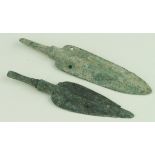 Ancient Greek archaic circa 1600-1000 B.C. pair of bronze spearhead 100-90mm