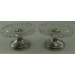 Two Masonic Ladies Nights Gifts comprising silver & glass salts inscribed to the base "Duchess of
