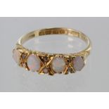 18ct yellow gold opal and diamond carved head ring, size R, weight 4.5g