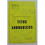 Theatre Programme. A signed theatre programme for 'Titus Andronicus' at the Stoll Theatre, Kingsway,