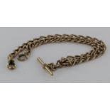 9ct gold hallmarked "T" bar pocket watch chain. Approx length 37cm, weight 33.7g