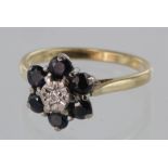 18ct Gold Sapphire and Diamond Ring size N weight 3.9g