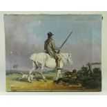 Attributed John Scraggs (flourised 1828-1865). Oil on canvas, depicting a gamekeeper on a white mare